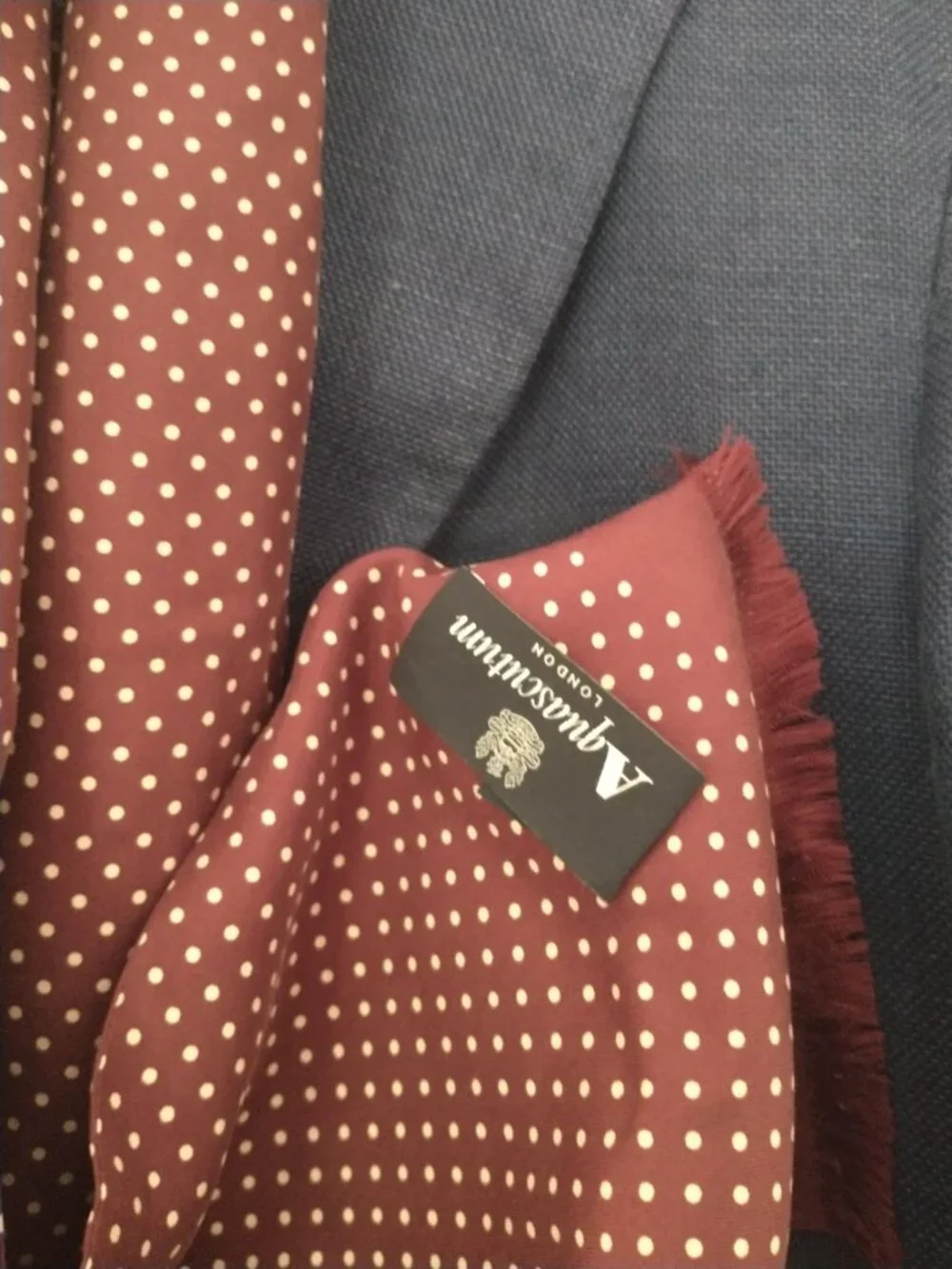 Aquascutum Silk Scarf - Burgundy Polka Dot - OS